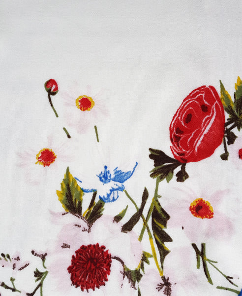 Bella London Lucia White Floral Ruffle Bardot Off The Shoulder  Dress. Print Fabric View