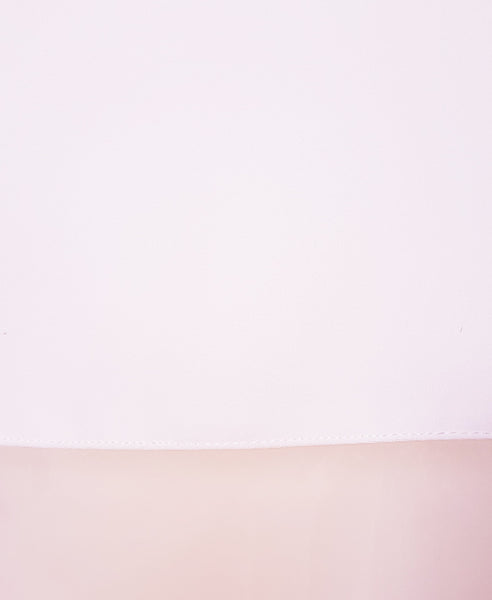 Bella London White shift dress with organza panel. Fabric detail photo.
