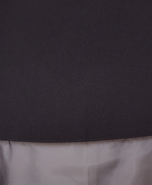 Bella London Black shift dress with organza panel. Fabric detail photo.